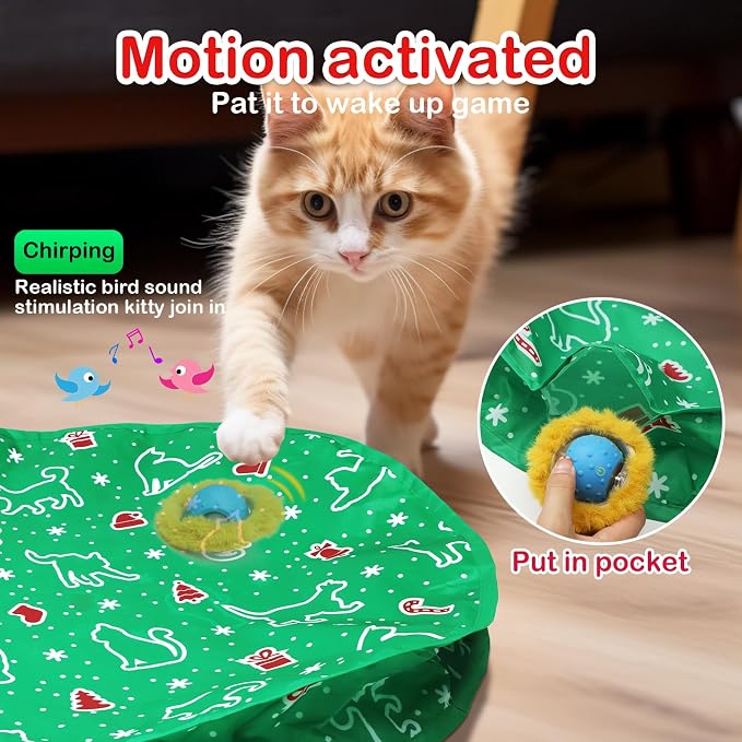 Interactive Cat Toys Ball Fast Rolling in Pocket, Motion Activate Chirping Cat - Image 2