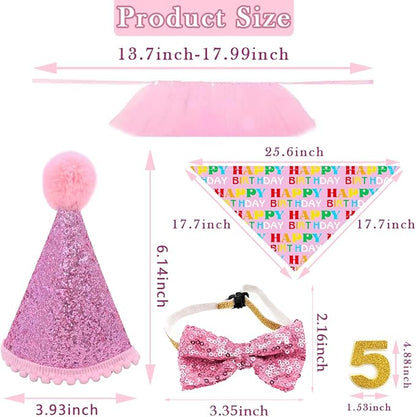PET SHOW 4Pcs Pink Dog Birthday Hat - Image 2