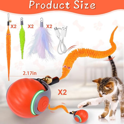 BABORUI 2Pack Orange Interactive Cat Toy Ball - Image 5