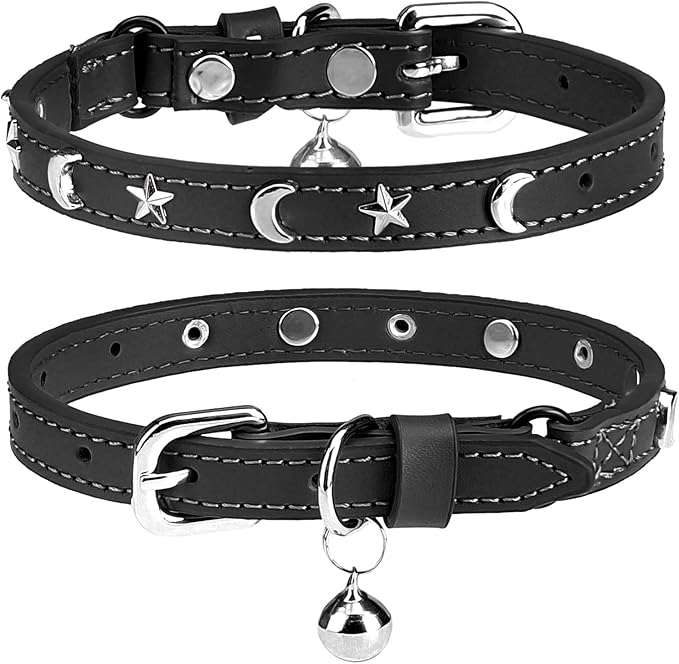 Leather Cat Collars for Boy Girl Cats by DILLYBUD