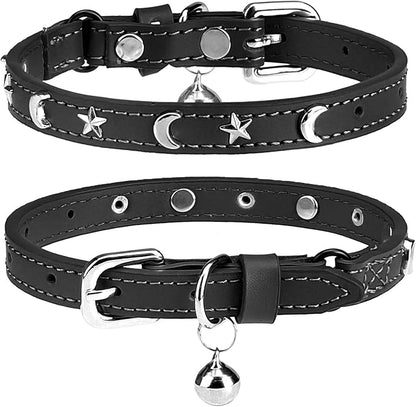 Leather Cat Collars for Boy Girl Cats by DILLYBUD