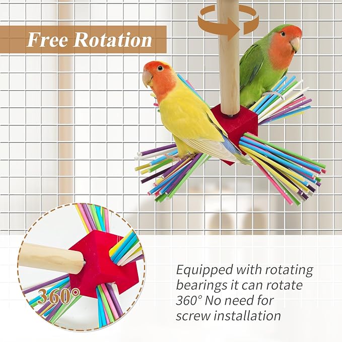 Bird Perch Toy for Cage, Spinning Windmill Bird Perch Toy, 360° Rotating - Image 2
