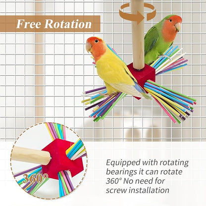 Bird Perch Toy for Cage, Spinning Windmill Bird Perch Toy, 360° Rotating - Image 2