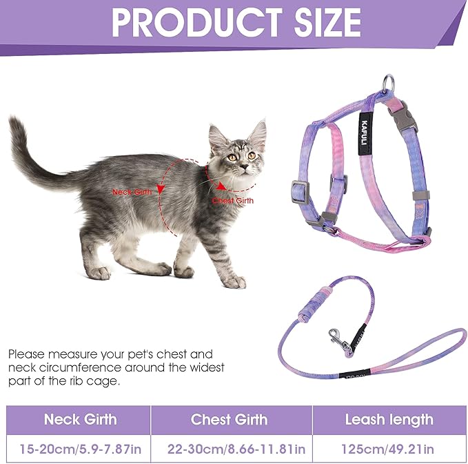 TIESOME Cat Harness and Leash Set, Adjustable Gradient Kitten Harness Escape - Image 2