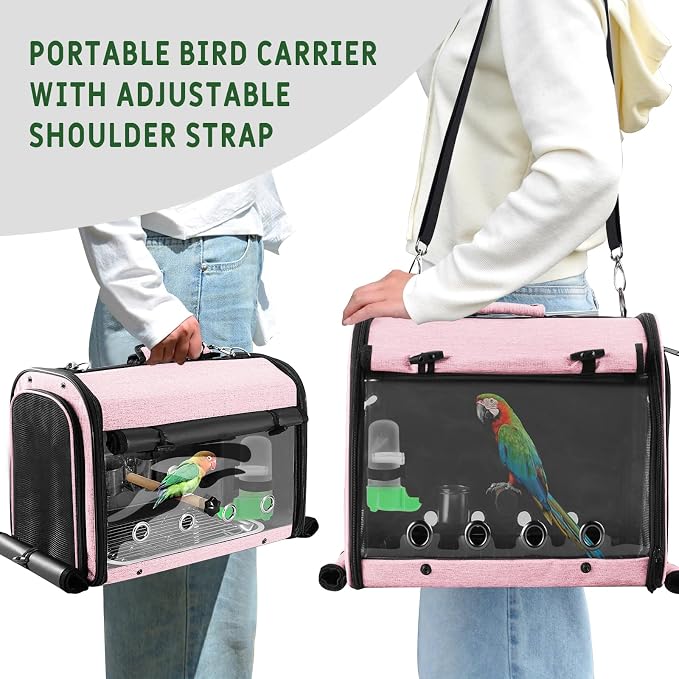 Sanmoncare Bird Carrier Bag Cockatiel Travel Cage - Image 3