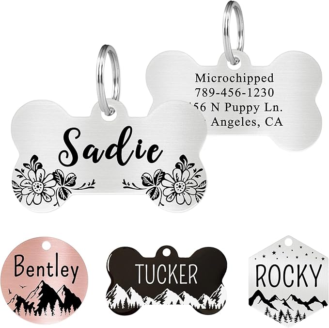 Ultra Joys Stainless Steel Pet ID Tag Dog Name Tags Personalized Front and Back by UltraJoys
