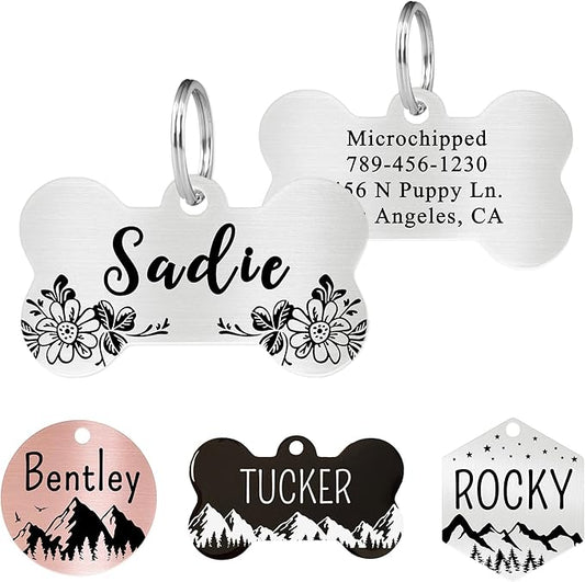 Ultra Joys Stainless Steel Pet ID Tag Dog Name Tags Personalized Front and Back by UltraJoys