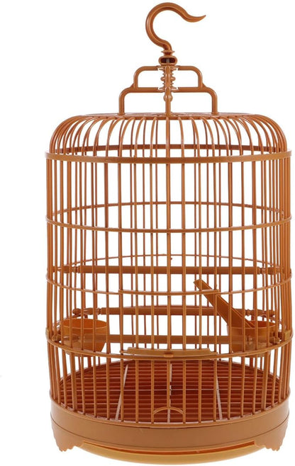 VILLCASE Round Bird Cage for Small Birds, 9.8" X 17.6 “ Plastic Travel Carrier by VILLCASE