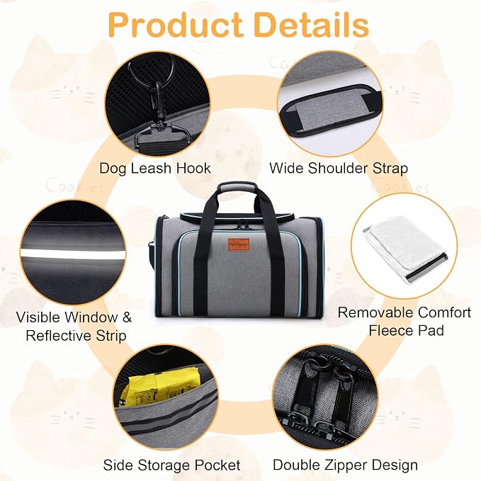 Expandable Pet Carrier, Airline Approved Soft-Sided Cat Dog Travel Bag - Image 4