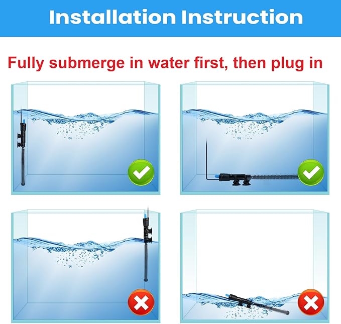 AQUANEAT Aquarium Heater, 50W Fish Tank Heater, Adjustable Submersible Water - Image 4
