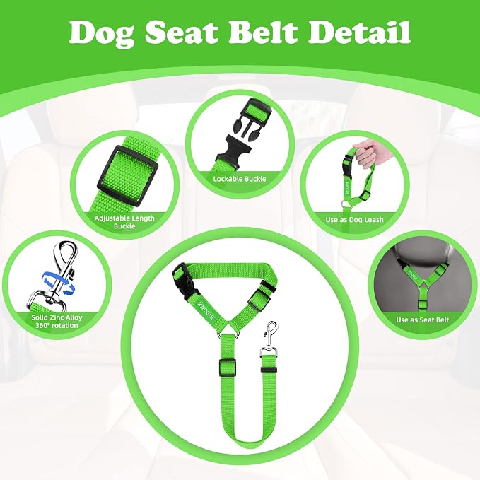 BWOGUE Pet Dog Cat Seat Belts, Car Headrest Restraint Adjustable Safety Leads - Image 3