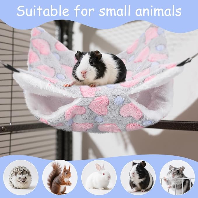 4 Pack Small Animal Hammock, 11.4x11.4 Inch Guinea Pig Rat Ferret Hanging Bed - Image 4