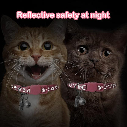 LLHK 2 Pack Breakaway Cat Collars & 2 Pcs Name Tags, Reflective Safety Kitten - Image 2