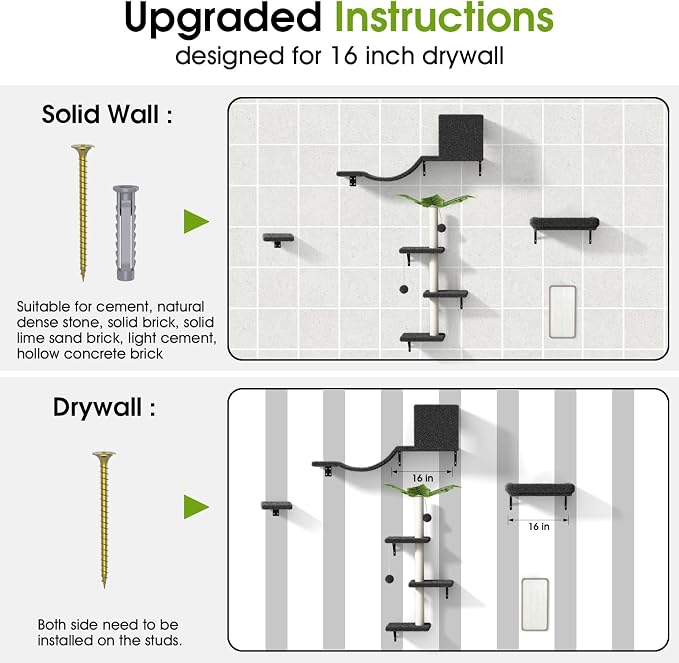5-in-1 Cat Wall Shelves for 16 Inch Drywall: Space-Saving Wall Mounted Cat - Image 5