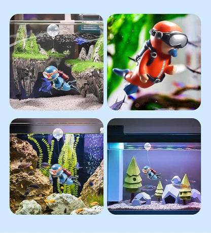 2-Pack Floating Fish Tank Decorations Little Diver Aquarium Decoration Aquarium - Image 6