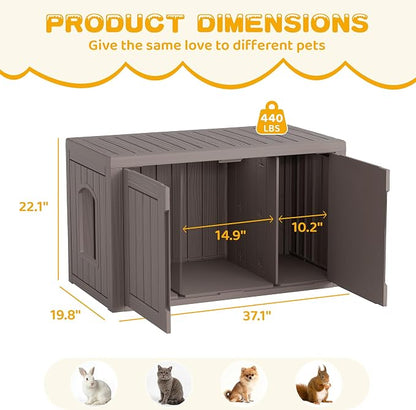 Cat Litter Box Enclosure, Indoor Outdoor Cat House Weatherproof, Side Table - Image 7