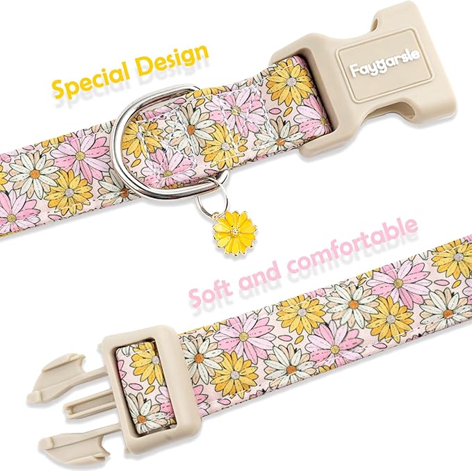 Faygarsle Floral Girl Dog Collar, Cotton Fabric - Image 4