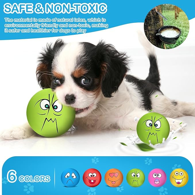 3.14" Squeaky Dog Toys Funny Smile Face Chewing Latex Rubber Soft Fetch Play - Image 3