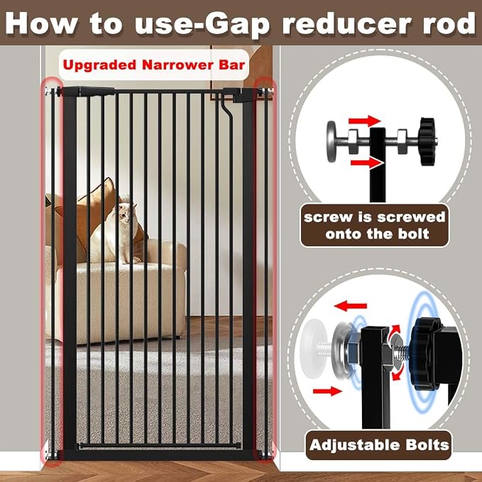 Fairy Baby 51.18" Extra Tall Cat Gate, 29.5"-32.6" Adjustable Width Auto Close - Image 6