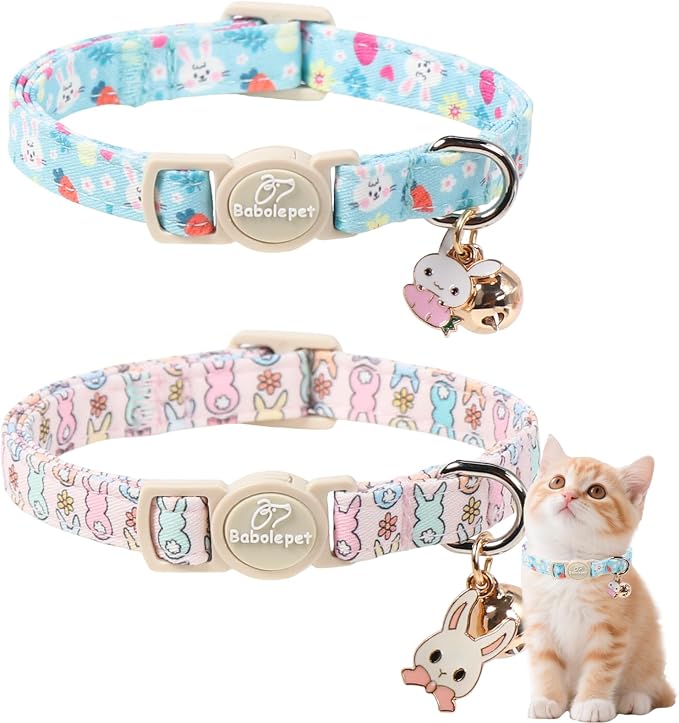 2 Pack Easter Bunny Cat Collars by Babolepet