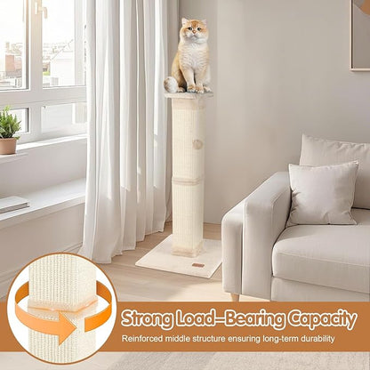 Cat Scratching Post 33 inch for Indoor Cats, High Cat Scratch Post Beige - Image 4