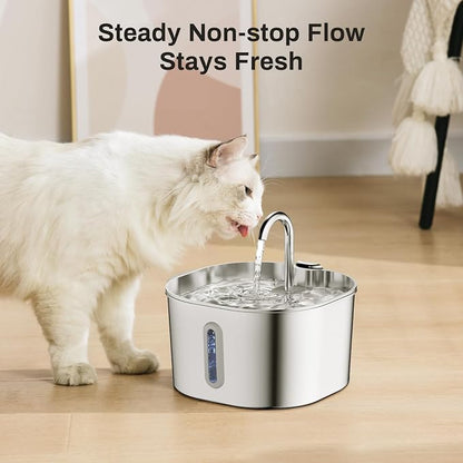 2.2L Stainless Steel Cat Water Fountain Automatic Pet Water Dispenser - Image 8