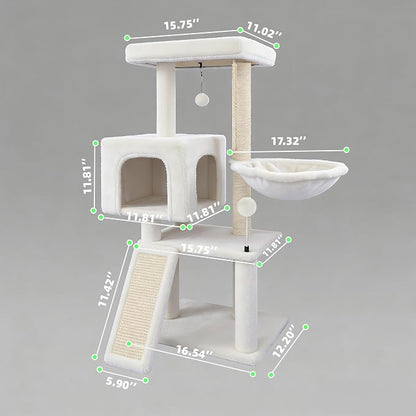 Cat Tree with Cat Condo and Hammock, Cat Tree with Scratching Posts and - Image 2