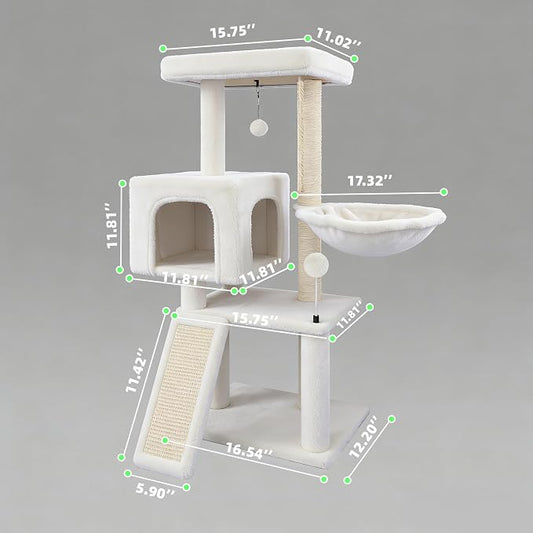 Cat Tree with Cat Condo and Hammock, Cat Tree with Scratching Posts and - Image 2