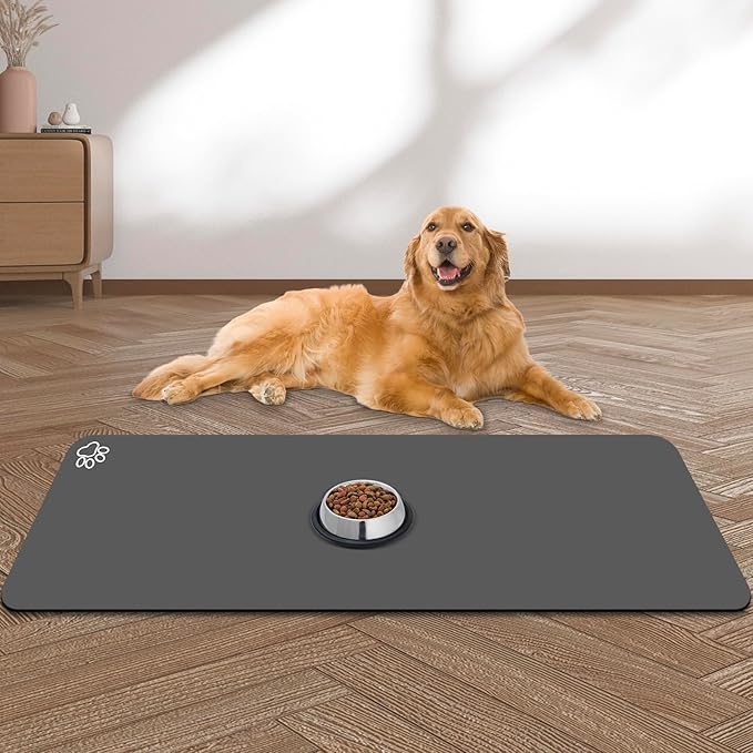 Large Pet Feeding Mat, Absorbent Quick Dry Dog Mat by yuzshin