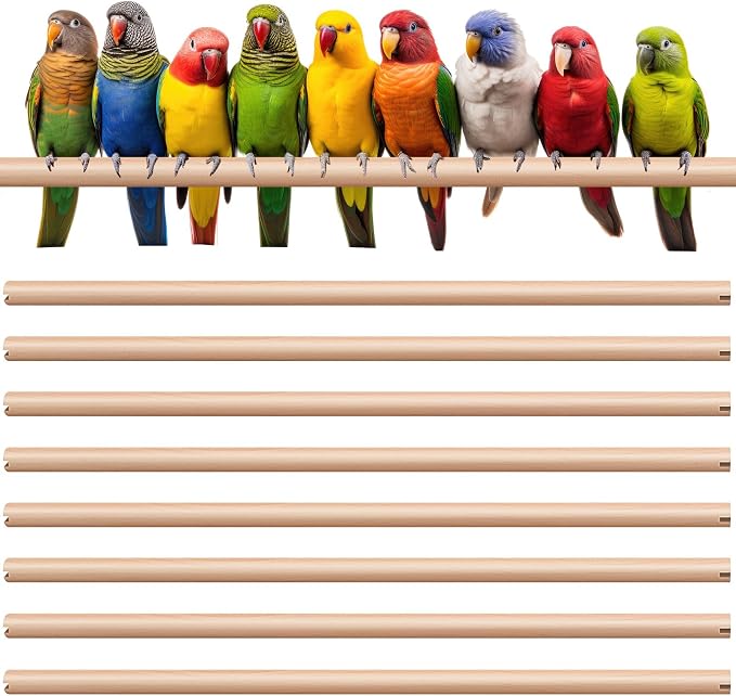 Sintuff 8 Pcs Bird Perches for Cage Accessories, Wooden Perch Rods Replacement by Sintuff
