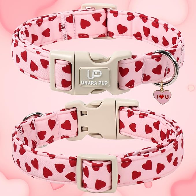 Valentine's Dog Collar, UP URARA PUP Pink Love Heart Adjustable Pet Collar - Image 2