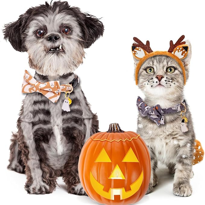 Faygarsle 2 Pack Halloween Breakaway Cat Collar Collection Ghosts Pattern Cute - Image 6