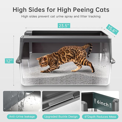 Enclosed Stainless Steel Cat Litter Box - Image 4
