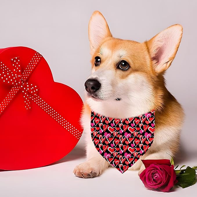Valentines Dog Bandana Reversible Triangle Bibs Scarf Mother's Day Bandanas - Image 2