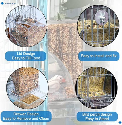 Hamiledyi No Mess Bird Feeders Automatic Parrot Feeder Drinker Acrylic Seed - Image 3