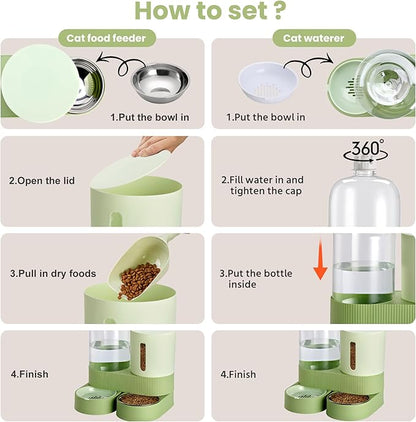 2 Pack Automatic Cat Feeder Stainless Steel Water Dispenser Gravity Food Feeder - Image 4