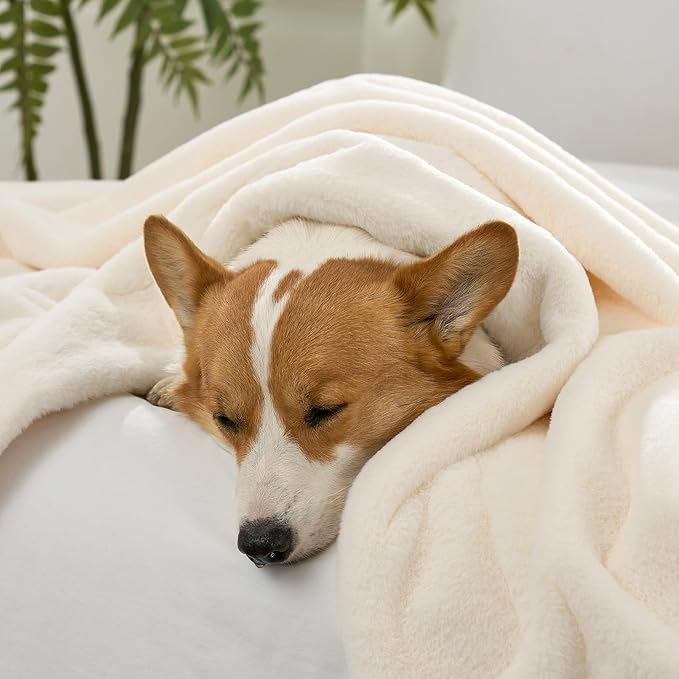 Luxury Faux Fur Throw Blanket for Couch, Ultra Soft Waterproof Pet Blanket - Image 8