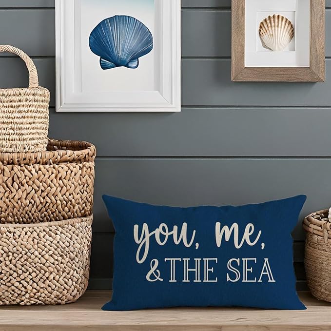 PANDICORN Summer Beach Throw Pillow Cover 12x20 Inch Sayings You Me and The Sea - Image 5