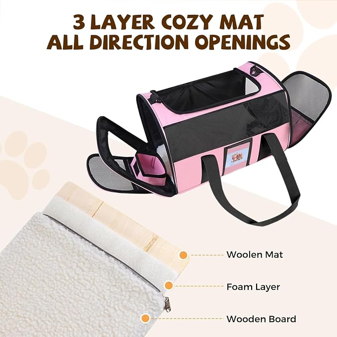 Soft Cat Carrier for Pets Up to 25 lbs, Cat Pet Travel Bag - Image 3