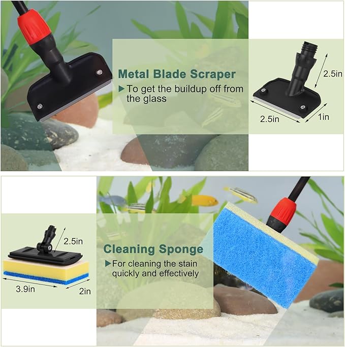 hygger Easy Clean Fish Tank Cleaner, 6 in 1 Aquarium Cleaning Tools Kit - Image 3