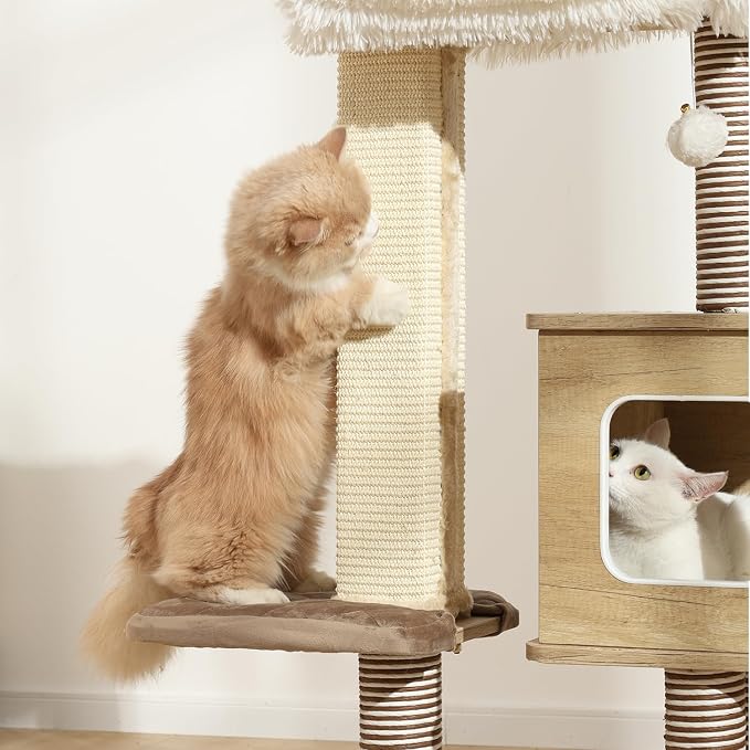 Cat Tree Tower, 41.7 in Wood Cat Condo - Image 3