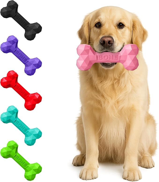 Natural Rubber Dog Chew Bone – Treat-Dispensing, Tough & Indestructible Chew by ThePupQuartet