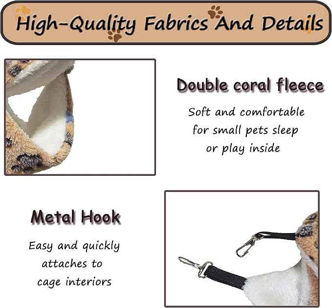 Cat Hammock for Cage, Soft Warm Hanging Bed for Kitten, Guinea Pig, Chinchilla - Image 4