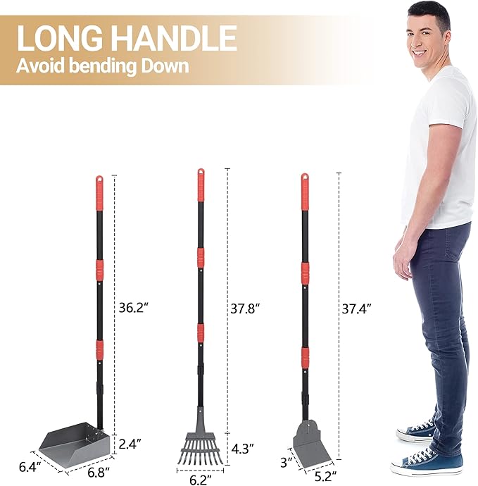 Heeyoo Dog Pooper Scooper, Dog Poop Tray and Rake Set, Pet Waste Removal Scoop - Image 3