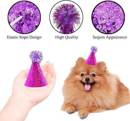 10 Pcs Dog Birthday Hat Set for Small Medium Dogs Cat Puppies, Mini Party Hat - Image 3