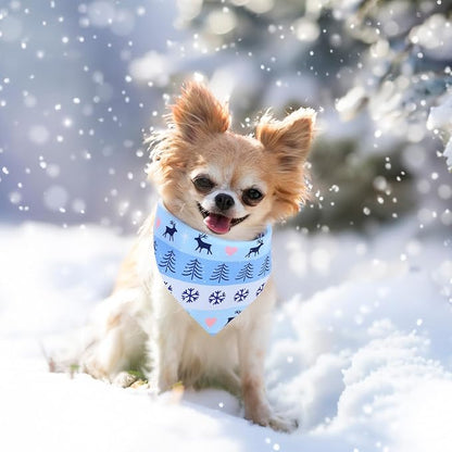 Abbylike 50 Pcs Winter Dog Bandanas Bulk Blue Snowflake Dog Bandanas - Image 6