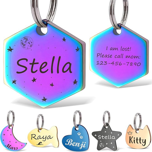 Anavia Small Size Dog Cat ID Tags, Small/XS Personalized Color Plated Stainless by Anavia