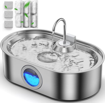 3.4Gal Dog Water Fountain for Large Dogs, 13L Stainless Steel Large Pet Fountain by ECOCONUT
