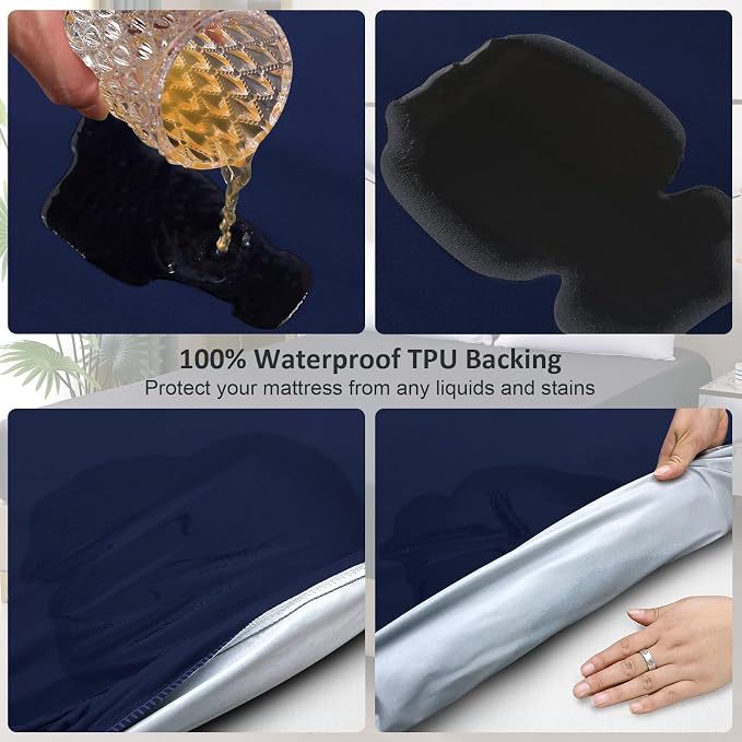 Twin Mattress Protector Waterproof, Fitted Sheet Style Breathable Cooling - Image 3
