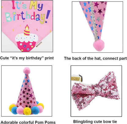 ADOGGYGO Dog Birthday Bandana Scarf and Dog Girl Birthday Party Hat - Image 6
